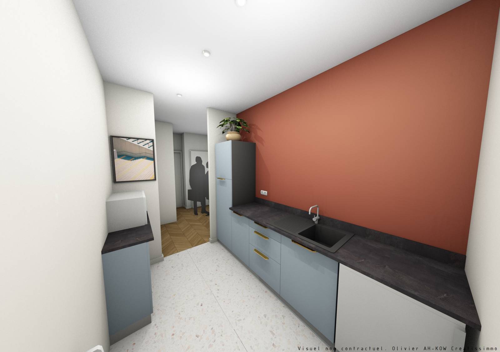 Cuisine bleue poudré sur mesure cabinet avocats Lyon 2 - cuisiniste professionnel