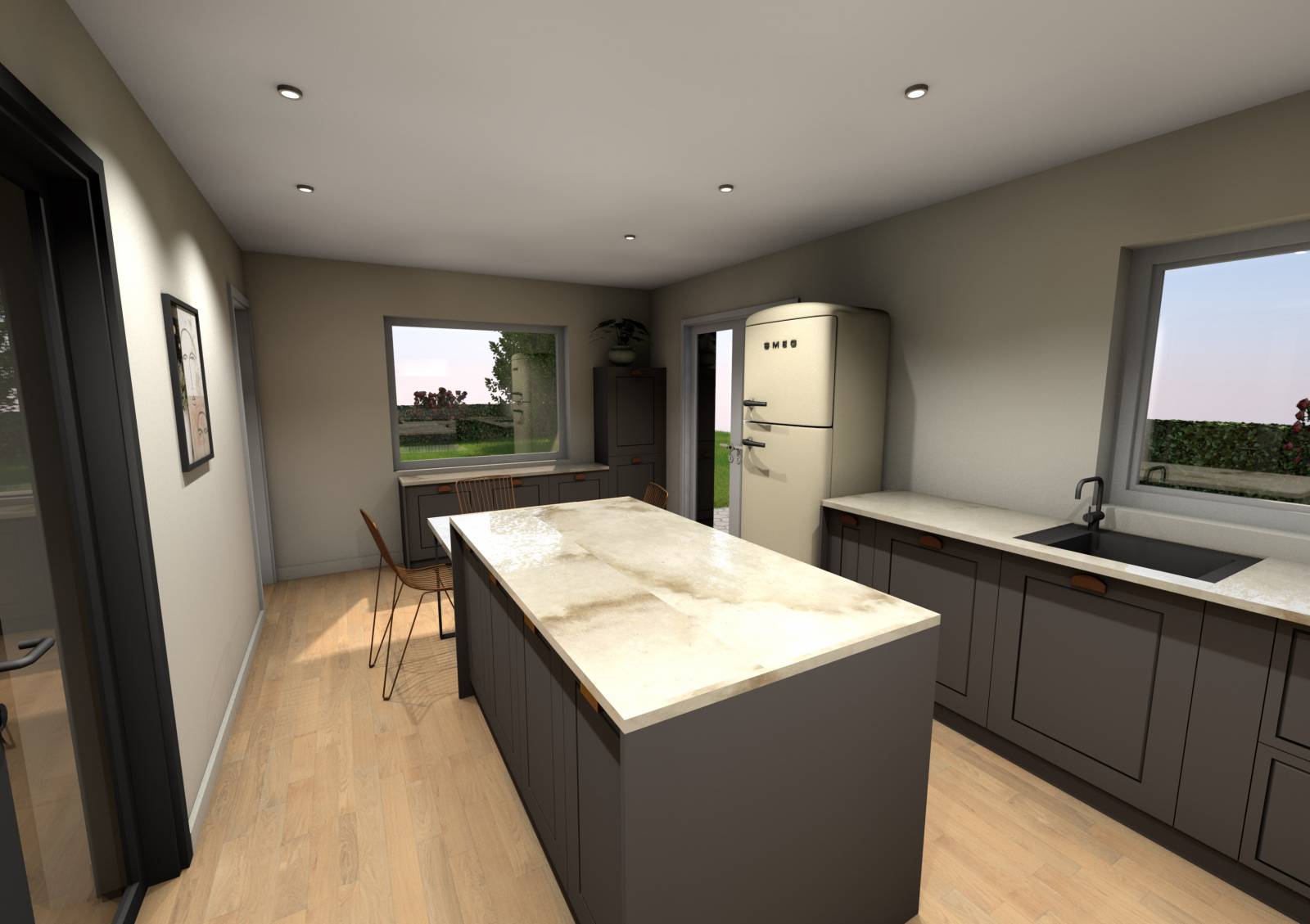 Cuisine design haut de gamme avec îlot central - Cuisiniste premium région lyonnaise Caluire