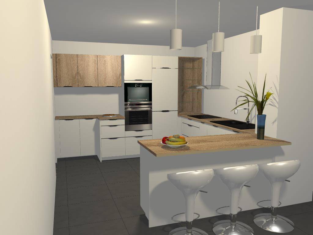 Aménagement cuisine ouverte sur mesure - réalisation cuisiniste Caluire-et-Cuire