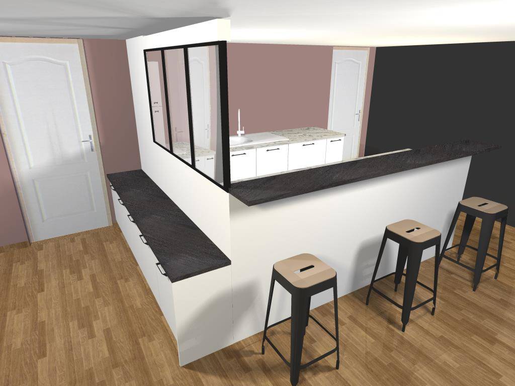 Cuisine luxe Lyon - îlot central sur mesure avec plan de travail en pierre naturelle