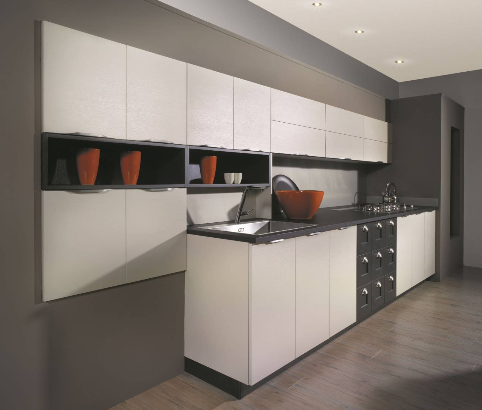 Cuisine sur mesure FUTURA mélaminé structuré design contemporain Lyon - Studio Creatis cuisiniste Caluire
