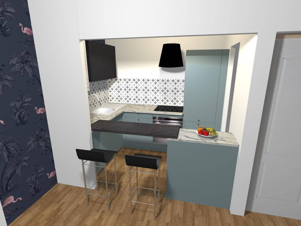 Cuisine intégrée alcôve sur mesure Lyon 7 - optimisation espace cuisine
