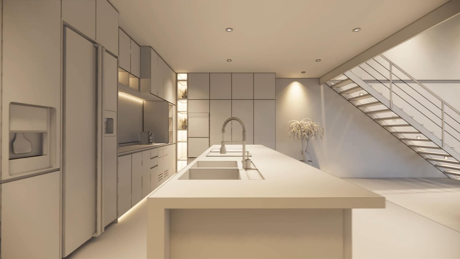 Plan 3D conception cuisine sur mesure - Studio Creatis cuisiniste Lyon Caluire