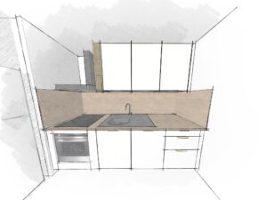 Projet 3D cuisine sur mesure Saint-André-de-Corcy - Studio Creatis cuisiniste Lyon Caluire