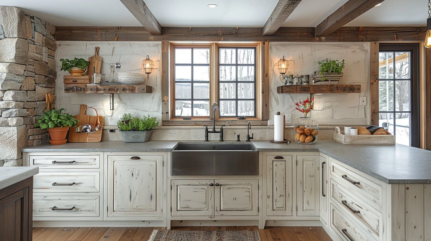 Cuisine sur mesure en bois massif dans chalet à Caluire près de Lyon - design authentique et moderne