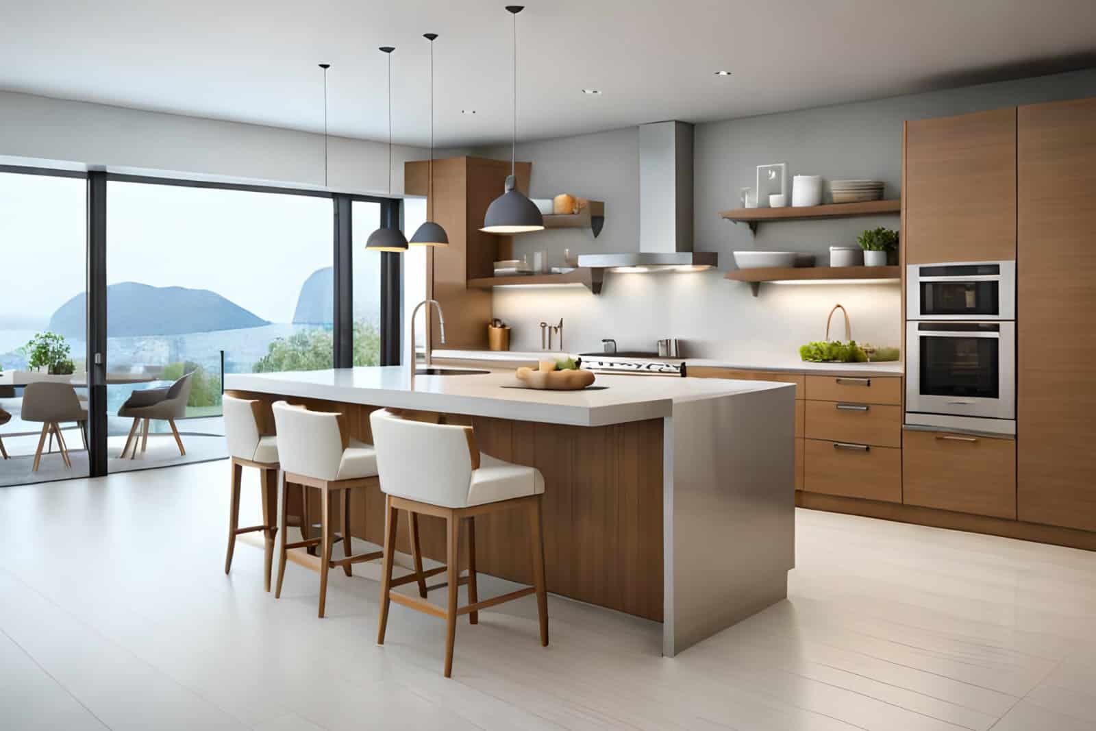 Cuisine ouverte moderne aménagée par cuisiniste professionnel Lyon Caluire