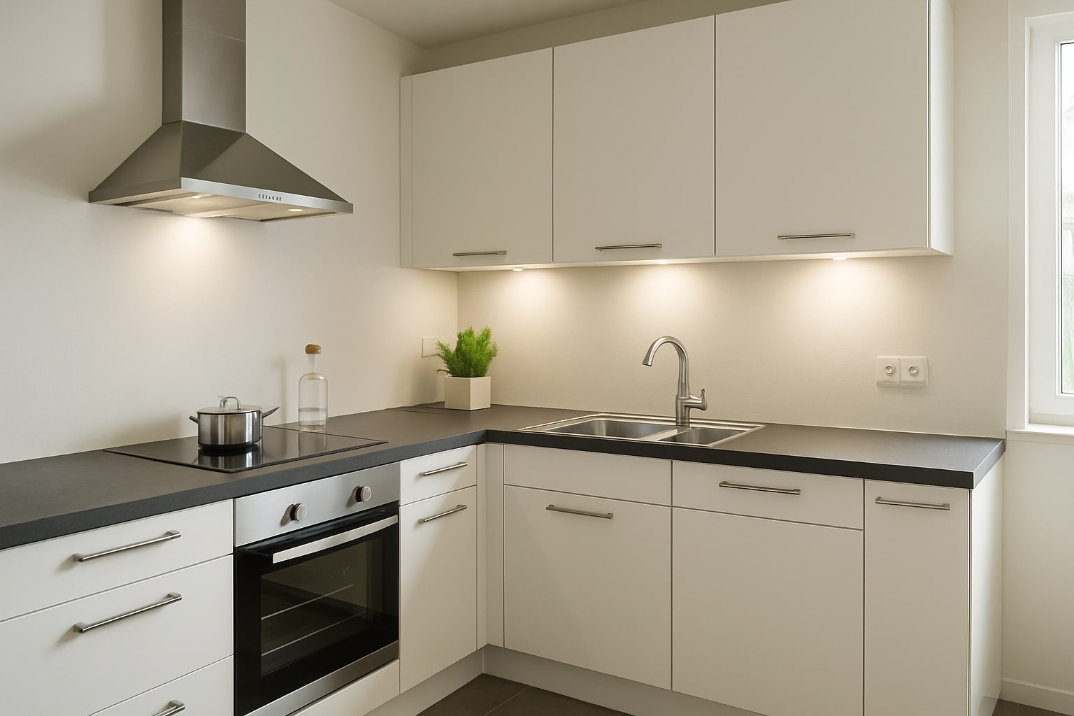 Cuisine ouverte pas chère Écully - Studio Creatis cuisiniste Lyon Caluire - Aménagement appartement moderne avec îlot central