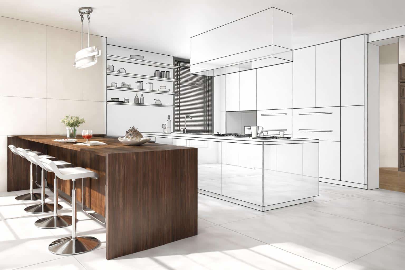 Cuisine contemporaine installée Lyon - cuisiniste expert pose professionnelle Studio Creatis