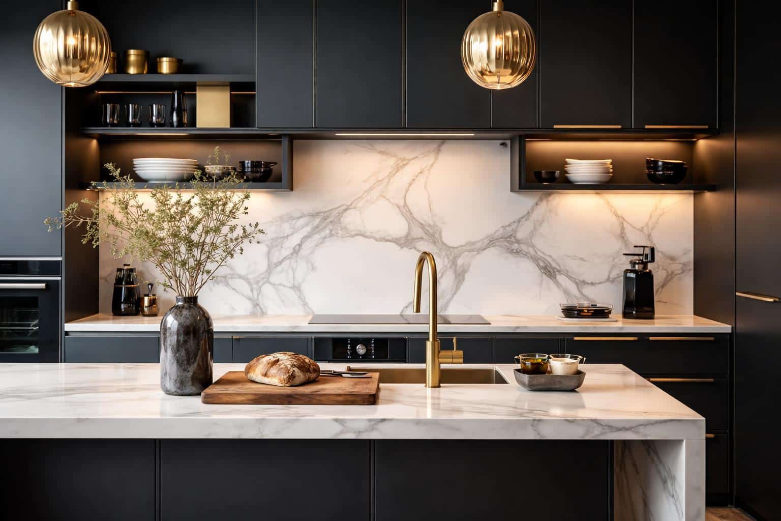 Cuisine moderne réalisée Lyon - cuisiniste sur mesure Studio Creatis fabrication française